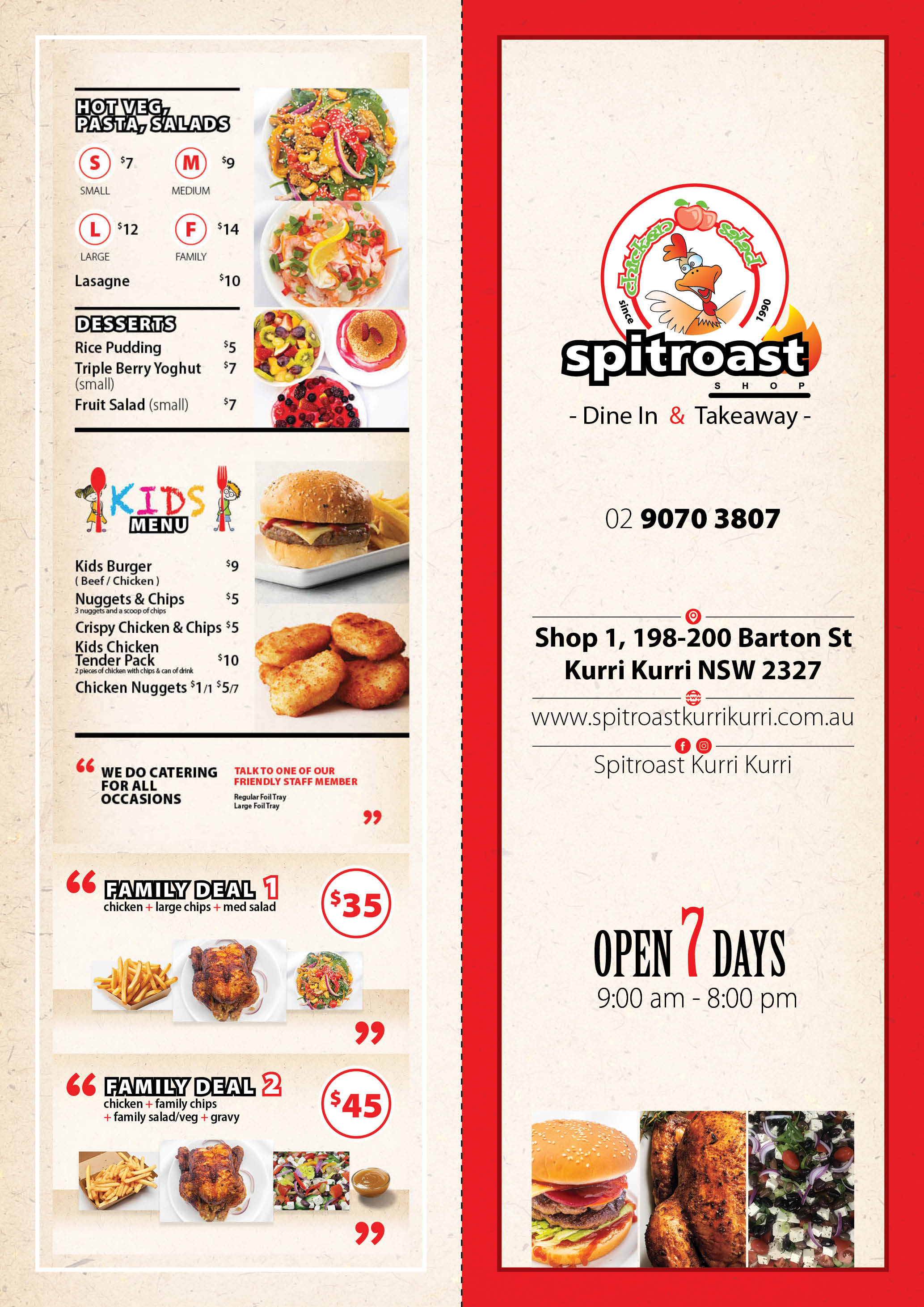 Spitroast Kurri Kurri takeawauy menu 2